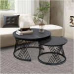 2 Piece Of Modern Glass Top Side End Coffee Table with Nesting Frame CT-4 - Image 6