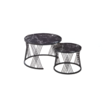 2 Piece Of Modern Glass Top Side End Coffee Table with Nesting Frame CT-4