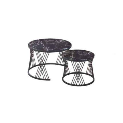 2 Piece Of Modern Glass Top Side End Coffee Table with Nesting Frame CT-4