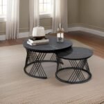 2 Piece Of Modern Glass Top Side End Coffee Table with Nesting Frame CT-4 - Image 3