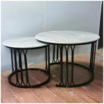 2 Piece Of Modern Glass Top Side End Coffee Table with Nesting Frame CT-8 - Image 3