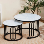 2 Piece Of Modern Glass Top Side End Coffee Table with Nesting Frame CT-8 - Image 4