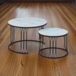 2 Piece Of Modern Glass Top Side End Coffee Table with Nesting Frame CT-8 - Image 5