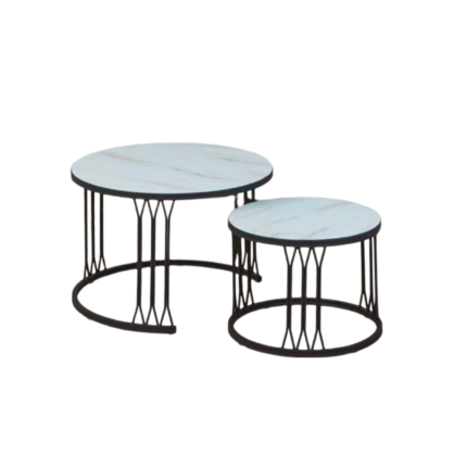 2 Piece Of Modern Glass Top Side End Coffee Table with Nesting Frame CT-8