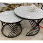 2Pieces Of Modern Glass Top Side End Coffee Table with Nesting Frame CT-5 - Image 5