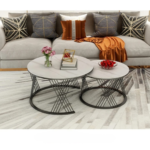 2Pieces Of Modern Glass Top Side End Coffee Table with Nesting Frame CT-5 - Image 4