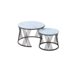 2Pieces Of Modern Glass Top Side End Coffee Table with Nesting Frame CT-5