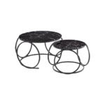 2Pieces Of Multi-Functional Nesting Round Glass Top Coffee Table