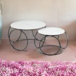 2Pieces Of Multi-Functional Nesting Round Glass Top Coffee Table - Image 3