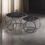 2Pieces Of Multi-Functional Nesting Round Glass Top Coffee Table - Image 2