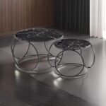 2Pieces Of Multi-Functional Nesting Round Glass Top Coffee Table - Image 3