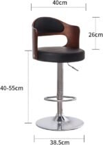Adjustable Bar Stool Chair with Metal Height and Leather / Wood - Image 5
