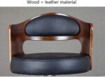 Adjustable Bar Stool Chair with Metal Height and Leather / Wood - Image 3