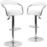 Adjustable Bar Stools with Armrest and Chrome Base - Set of 2 - Image 11