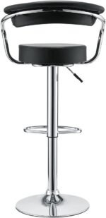 Adjustable Bar Stools with Armrest and Chrome Base - Set of 2 - Image 4