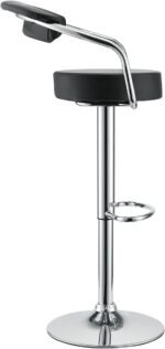 Adjustable Bar Stools with Armrest and Chrome Base - Set of 2 - Image 5