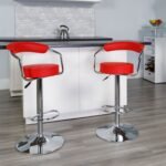 Adjustable Bar Stools with Armrest and Chrome Base - Set of 2 - Image 8
