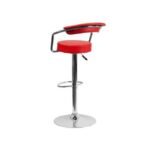 Adjustable Bar Stools with Armrest and Chrome Base - Set of 2 - Image 9