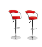 Adjustable Bar Stools with Armrest and Chrome Base - Set of 2 - Image 6