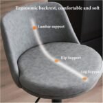 Adjustable Round Leather Bar Stool with Swivel and Stainless Steel Frame - Image 12
