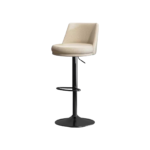 Adjustable Round Leather Bar Stool with Swivel and Stainless Steel Frame