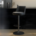 Adjustable Round Leather Bar Stool with Swivel and Stainless Steel Frame - Image 7