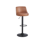 Adjustable Round Leather Bar Stool with Swivel and Stainless Steel Frame - Image 9