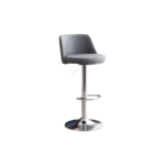 Adjustable Round Leather Bar Stool with Swivel and Stainless Steel Frame - Image 11