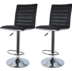 Adjustable Swivel Bar Stools-Faux Leather with High Backrest - Set of 2 - Image 3