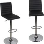 Adjustable Swivel Bar Stools-Faux Leather with High Backrest - Set of 2