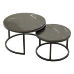 Aiyato Nesting Coffee Table Set 2 Round End Table Stacking Side Tables