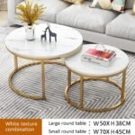 Aiyato Nesting Coffee Table Set 2 Round End Table Stacking Side Tables - Image 16