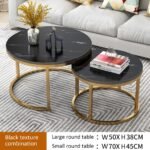 Aiyato Nesting Coffee Table Set 2 Round End Table Stacking Side Tables - Image 9