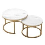 Aiyato Nesting Coffee Table Set 2 Round End Table Stacking Side Tables - Image 14