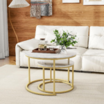 Aiyato Nesting Coffee Table Set 2 Round End Table Stacking Side Tables - Image 15