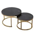 Aiyato Nesting Coffee Table Set 2 Round End Table Stacking Side Tables - Image 12