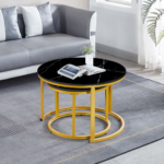 Aiyato Nesting Coffee Table Set 2 Round End Table Stacking Side Tables - Image 13
