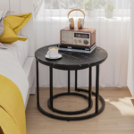 Aiyato Nesting Coffee Table Set 2 Round End Table Stacking Side Tables - Image 2