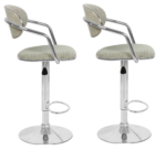 Bamboo Rattan Style Adjustable Kitchen Barstools - Set of 2 Chrome Base - Image 5