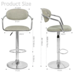 Bamboo Rattan Style Adjustable Kitchen Barstools - Set of 2 Chrome Base - Image 2