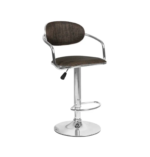 Bamboo Rattan Style Adjustable Kitchen Barstools - Set of 2 Chrome Base - Image 11