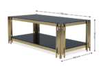 Black, Gold Glass Rectangular Coffee Table - Image 5