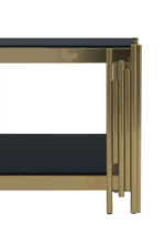 Black, Gold Glass Rectangular Coffee Table - Image 3