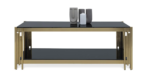 Black, Gold Glass Rectangular Coffee Table - Image 2