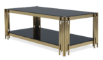 Black, Gold Glass Rectangular Coffee Table - Image 4