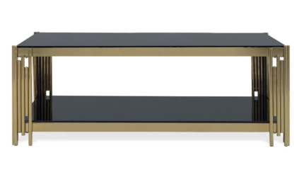 Black, Gold Glass Rectangular Coffee Table