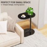 Coffee Table C-Shape Side Table Wooden End Table Couch Table Snack Table - Image 6