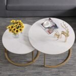 Coffee Tables - Nesting 2 Pack - Rounded Marble Top - Image 8