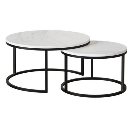 Coffee Tables - Nesting 2 Pack - Rounded Marble Top