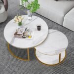 Coffee Tables - Nesting 2 Pack - Rounded Marble Top - Image 9